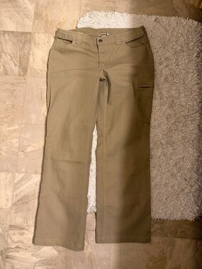 Duluth Trading Co Pants 60752 Zipper Cargo Pockets Canvas Brown Women 12x 31